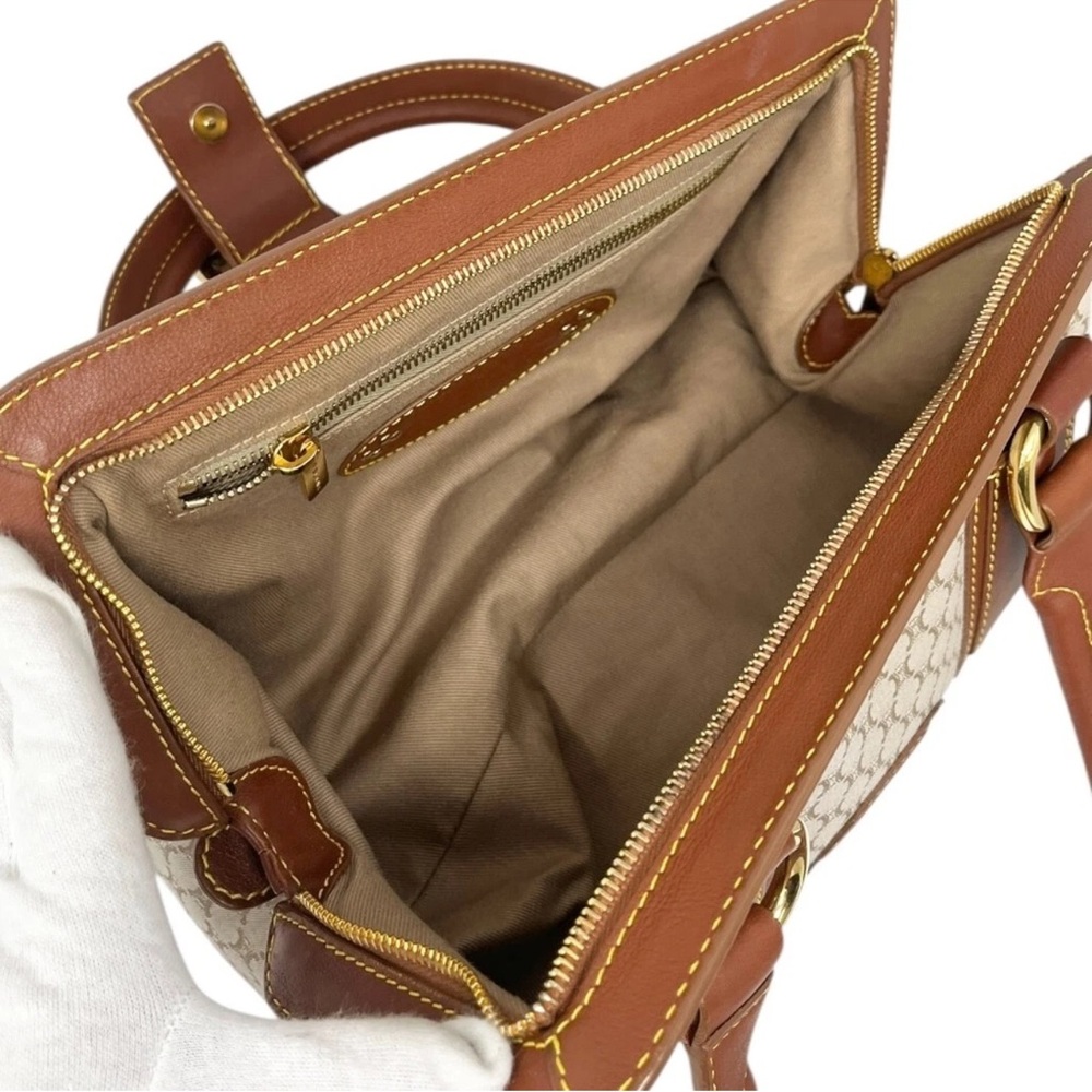 CELINE Vintage Macadam Canvas & Leather Satchel Doctor Bag, Stunning Condition - Picture 11 of 14